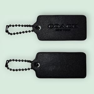 Coach Black Leather Gunmetal Hangtag-EUC